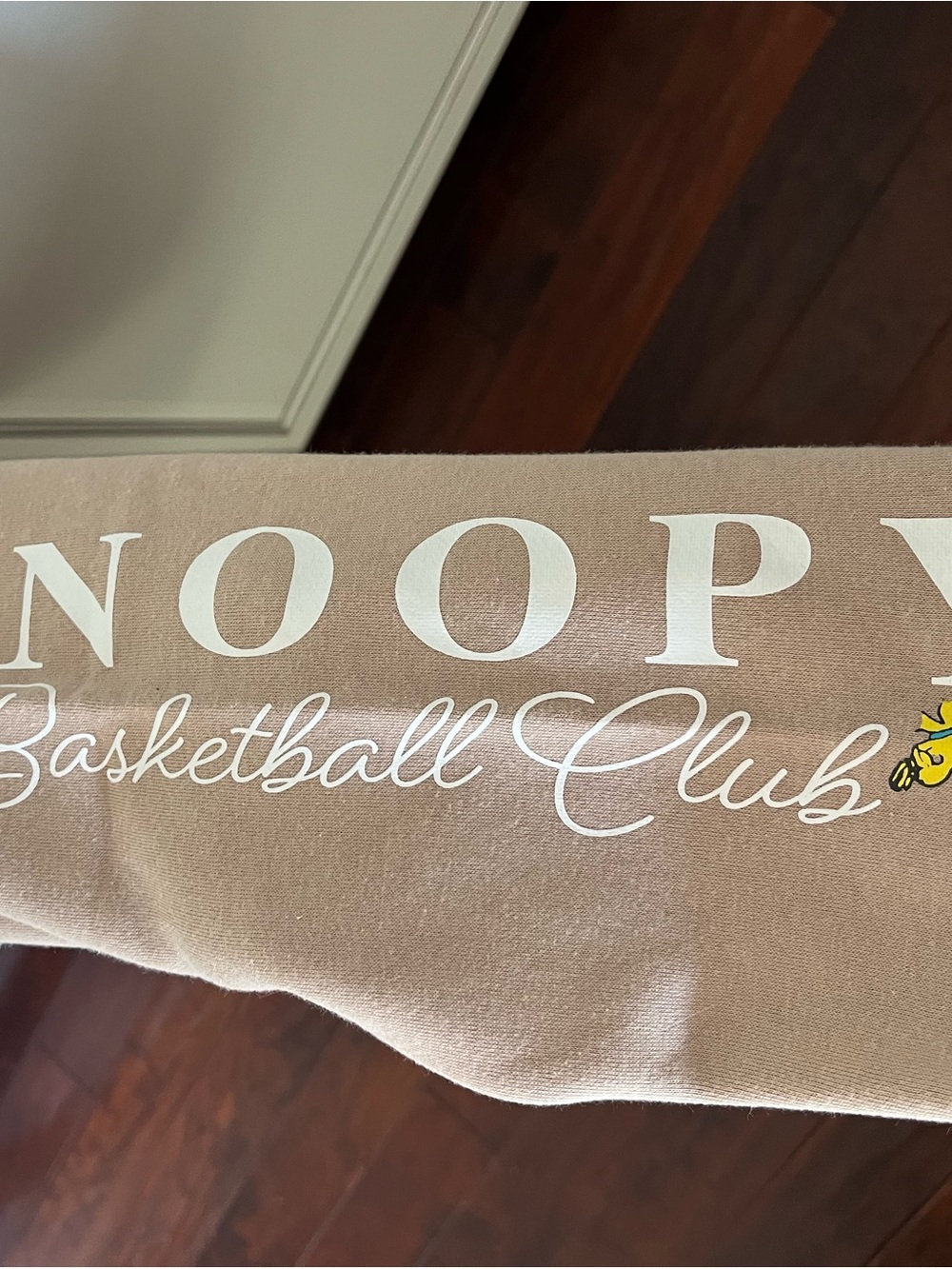 Peanuts Taupe Crewneck Sweatshirt with Snoopy Basketball Club Graphic - Picture 3 of 5